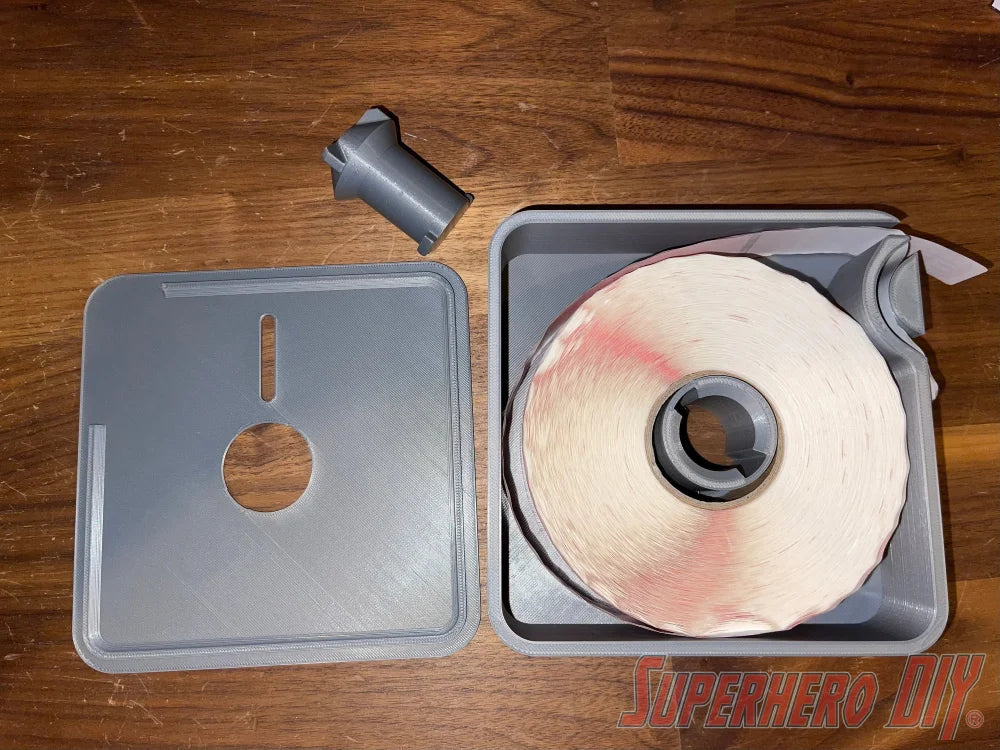 1” Label Dispenser with removable cover | 3D-printed sticker label holder - Superhero DIY