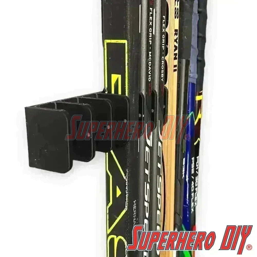10-Stick Hockey Stick Holder Wall Mount | Ice Hockey Stick Organizer | Fits all size sticks | Hockey Stick Organizer holds up to 10! - Superhero DIY