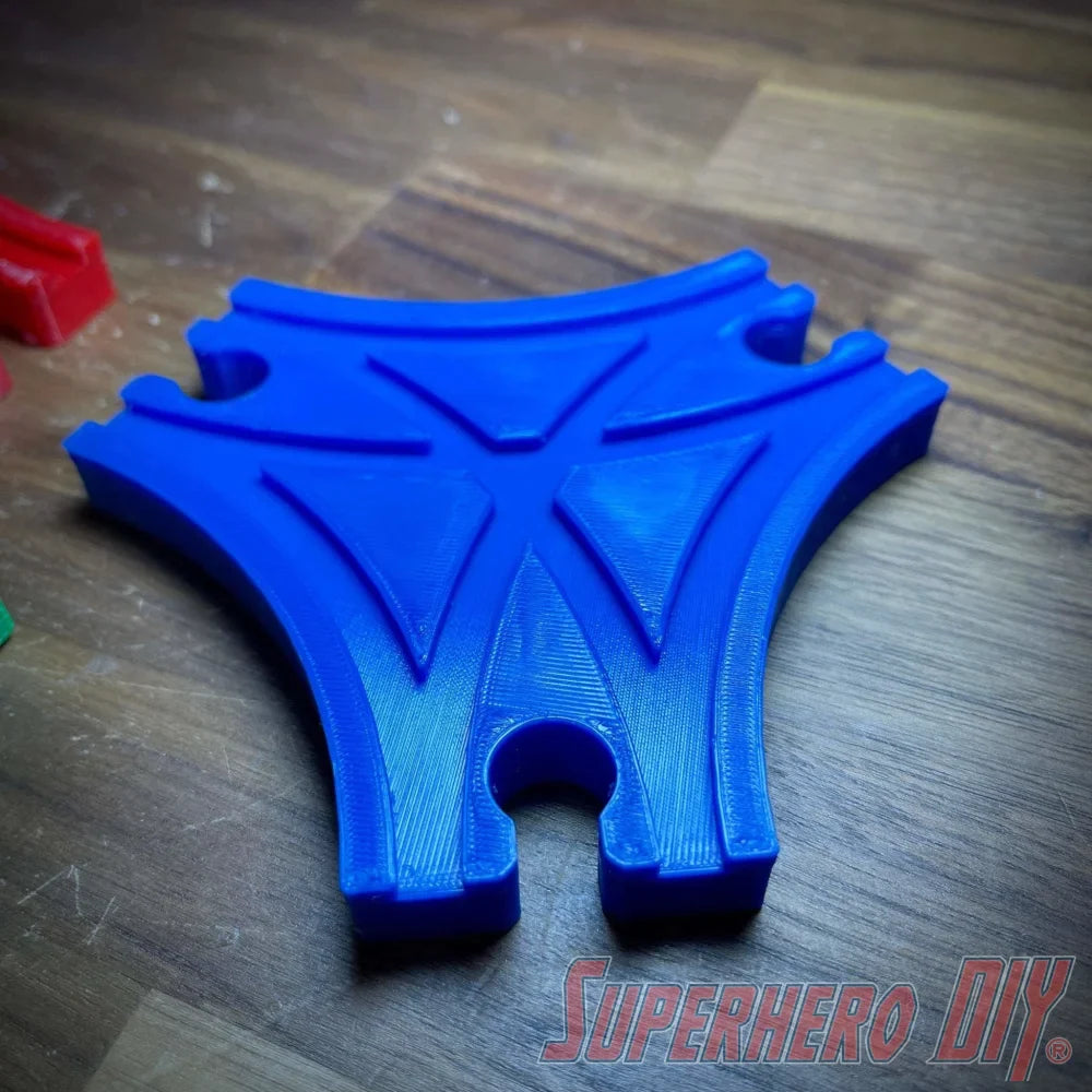 3-WAY Triangle Junction Track piece compatible with Brio or Thomas Wooden Train Track | Y Junction | 3D-printed for Wooden Train Set - Superhero DIY