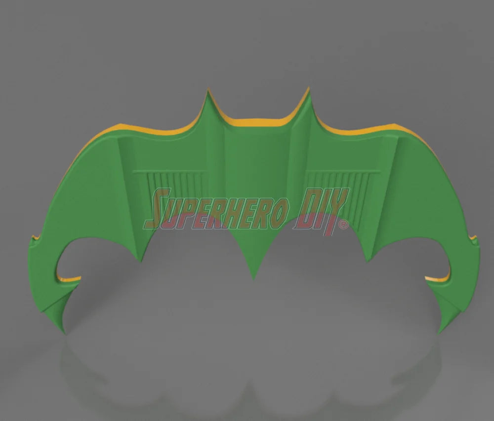 3D-PRINTABLE | 89 Batarang STL file, 1989 Dark Bat prop, dual sided, superhero DIY project, green and orange design