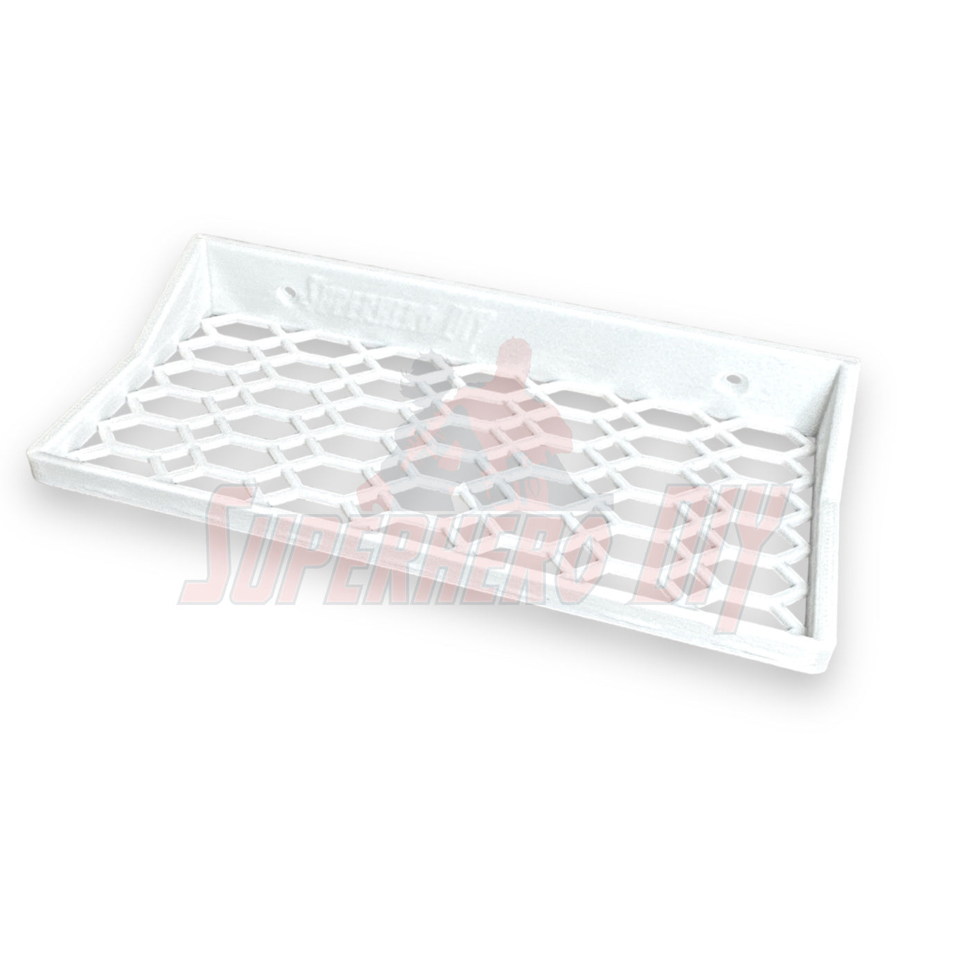 Floating shelf for Funko Pop 3-pack in white, designed for 9"W x 4.25"D boxes, ideal for display.