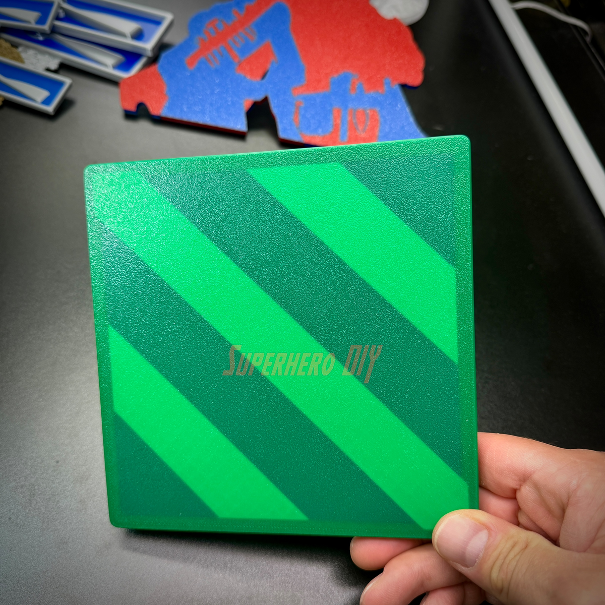 3rd Infantry Division display insignia patch in green with bold stripes and Superhero DIY logo.