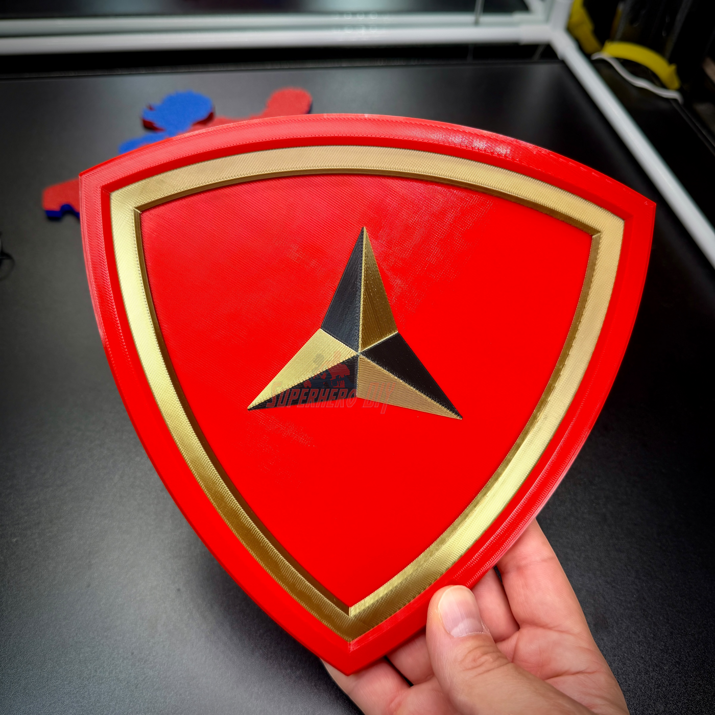 3rd Marine Division display insignia in layered relief with gold border and red shield, perfect for showcasing.