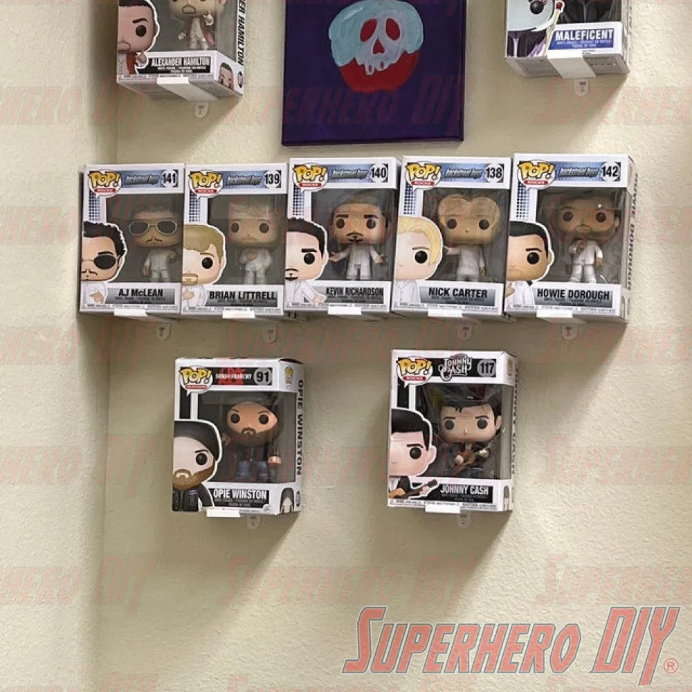 50-Pack Simple Funko Pop Box Wall Mount Simple Figure Display Shelf | Includes command strips OR screws! | Bulk pack - Superhero DIY