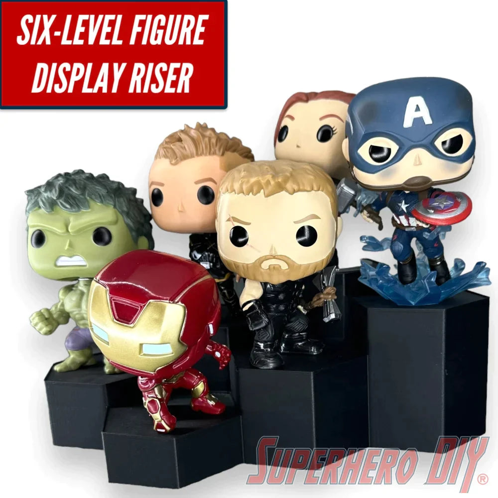 6-Level Hexagon Display Riser for Collectibles - Superhero DIY