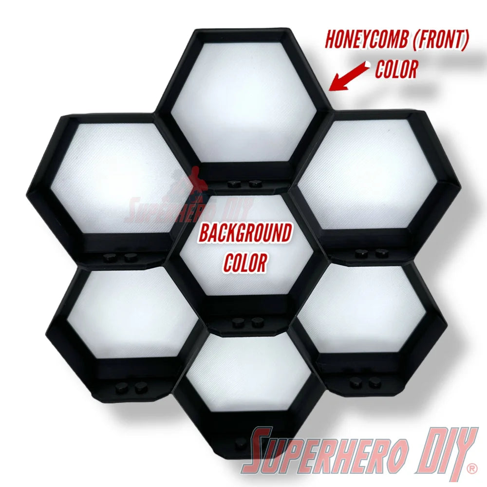 7-CELL Honeycomb Wall Display for LEGO® Minifigures | Organize 7 Minifigs for easy display - Superhero DIY