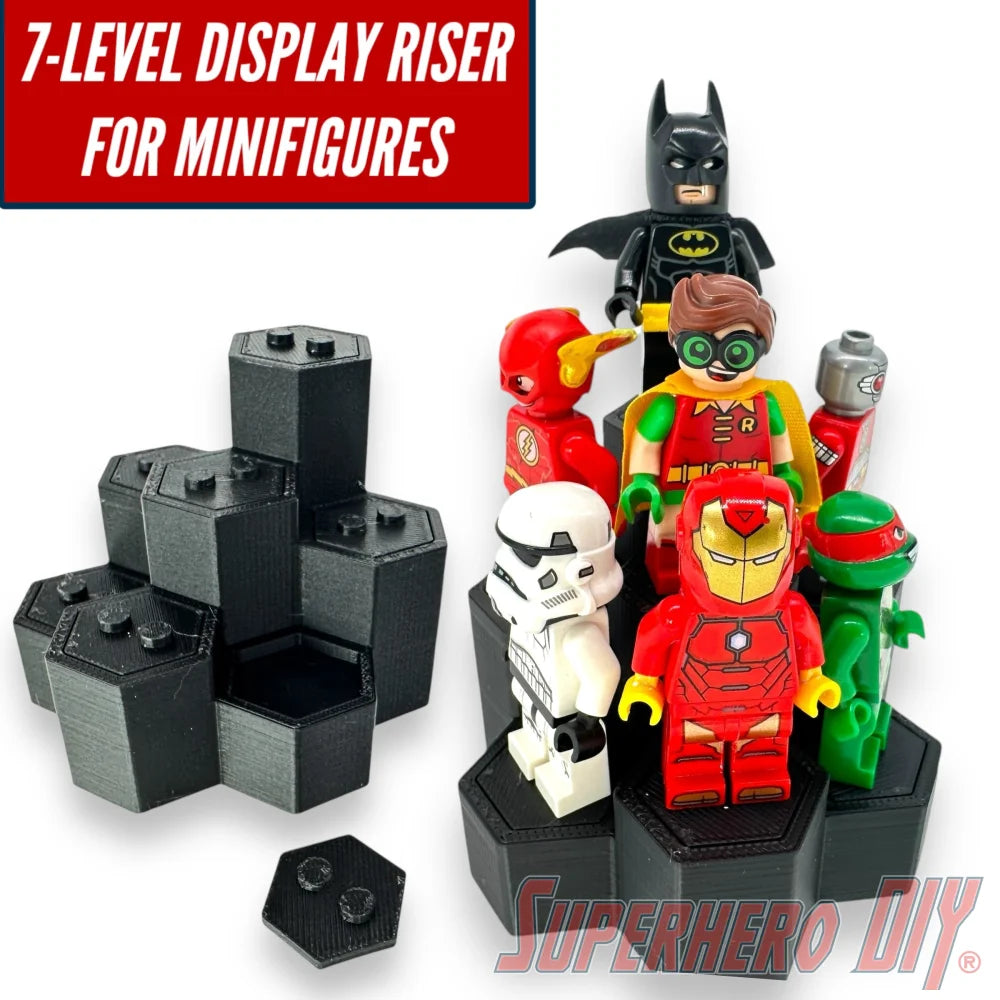 7-Level Honeycomb Display Riser for LEGO® Minifigures - Superhero DIY