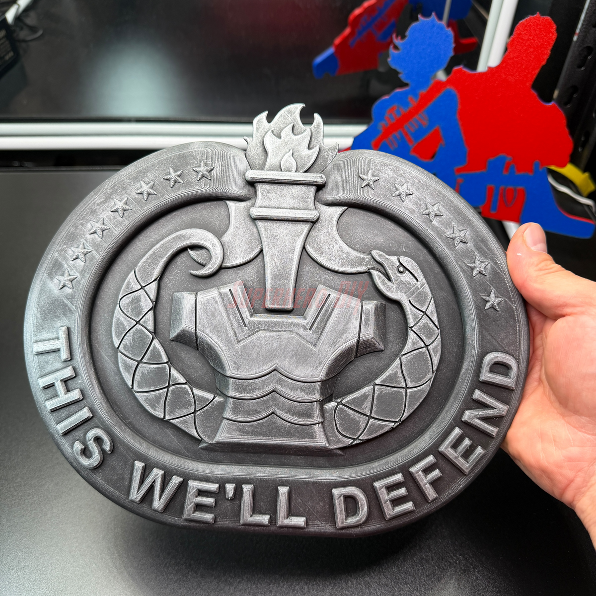 3D Drill Sergeant Badge displayed with the phrase 'THIS WE'LL DEFEND', emphasizing pride and quality craftsmanship.