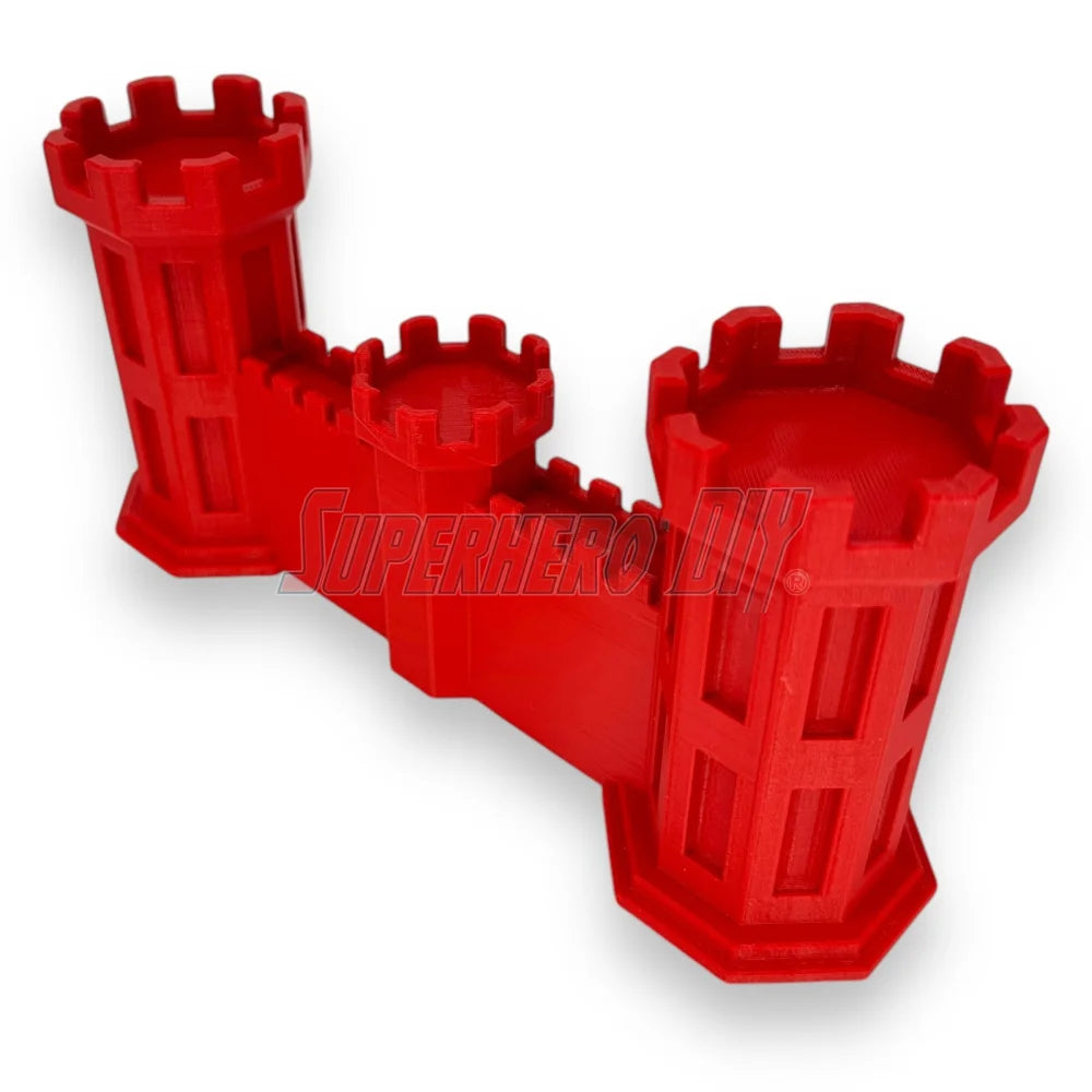 3D-printed Army Engineer Castle symbolizing the U.S. Army Corps of Engineers, in vibrant red, for active-duty and veteran Combat Engineers