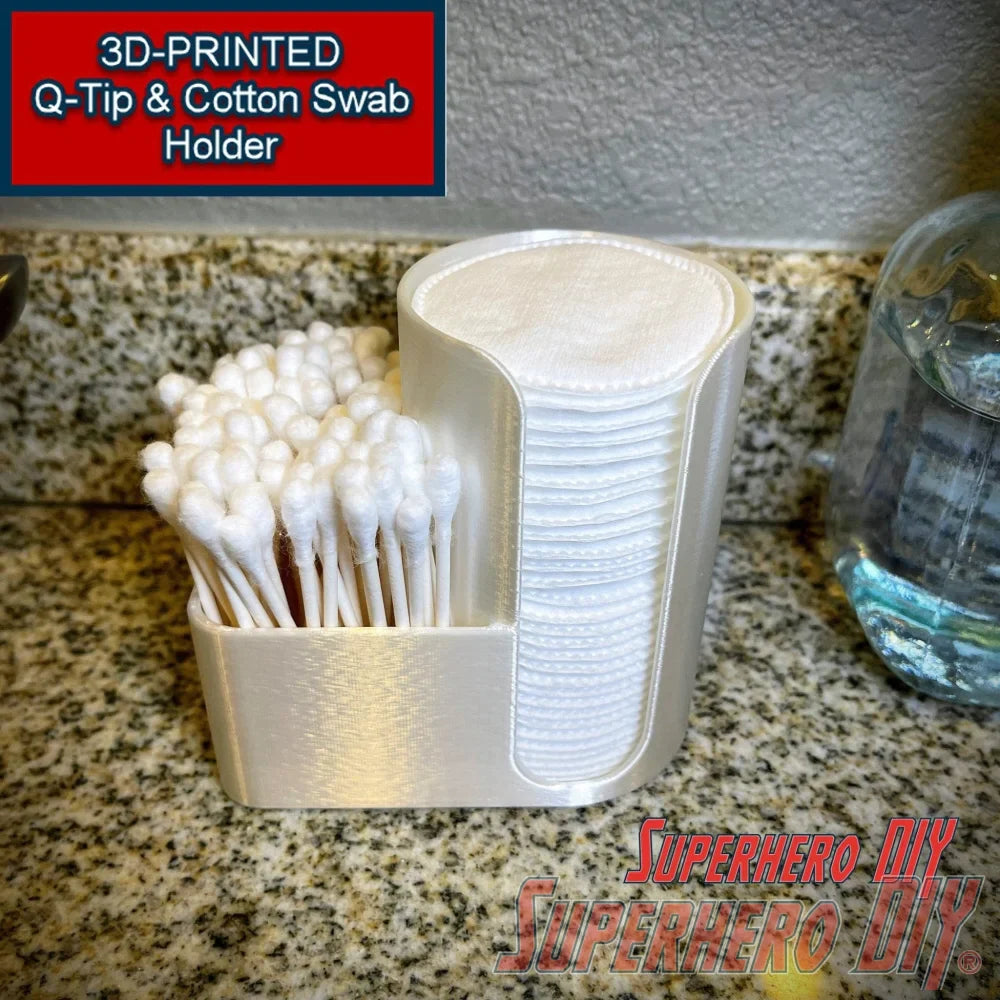 Cotton Swabsticks and Cotton Swab Holder | Great make up organizer for cotton pads or q-tips | Bathroom organizer Dab tray - Superhero DIY