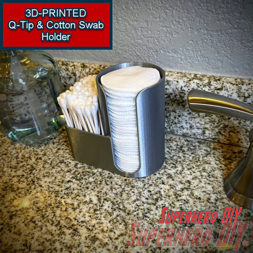 Cotton Swabsticks and Cotton Swab Holder | Great make up organizer for cotton pads or q-tips | Bathroom organizer Dab tray - Superhero DIY