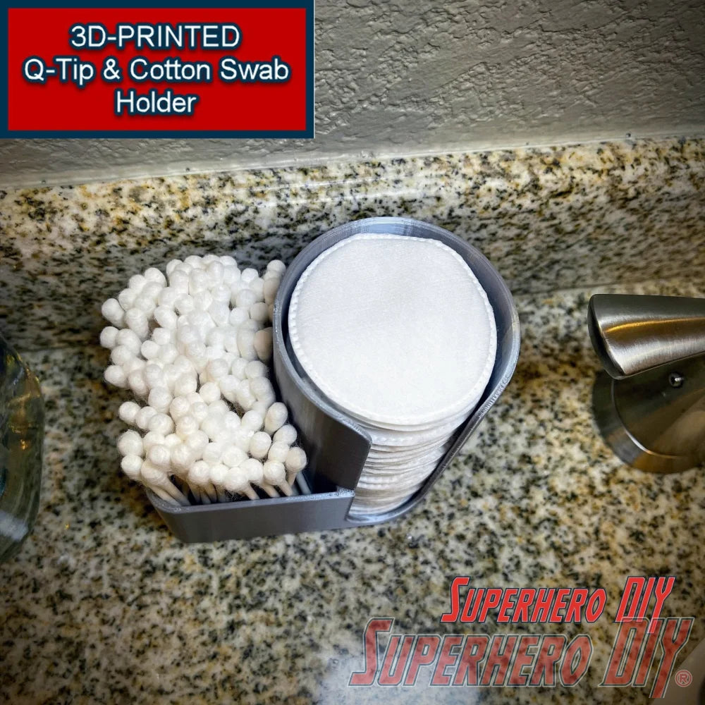 Cotton Swabsticks and Cotton Swab Holder | Great make up organizer for cotton pads or q-tips | Bathroom organizer Dab tray - Superhero DIY
