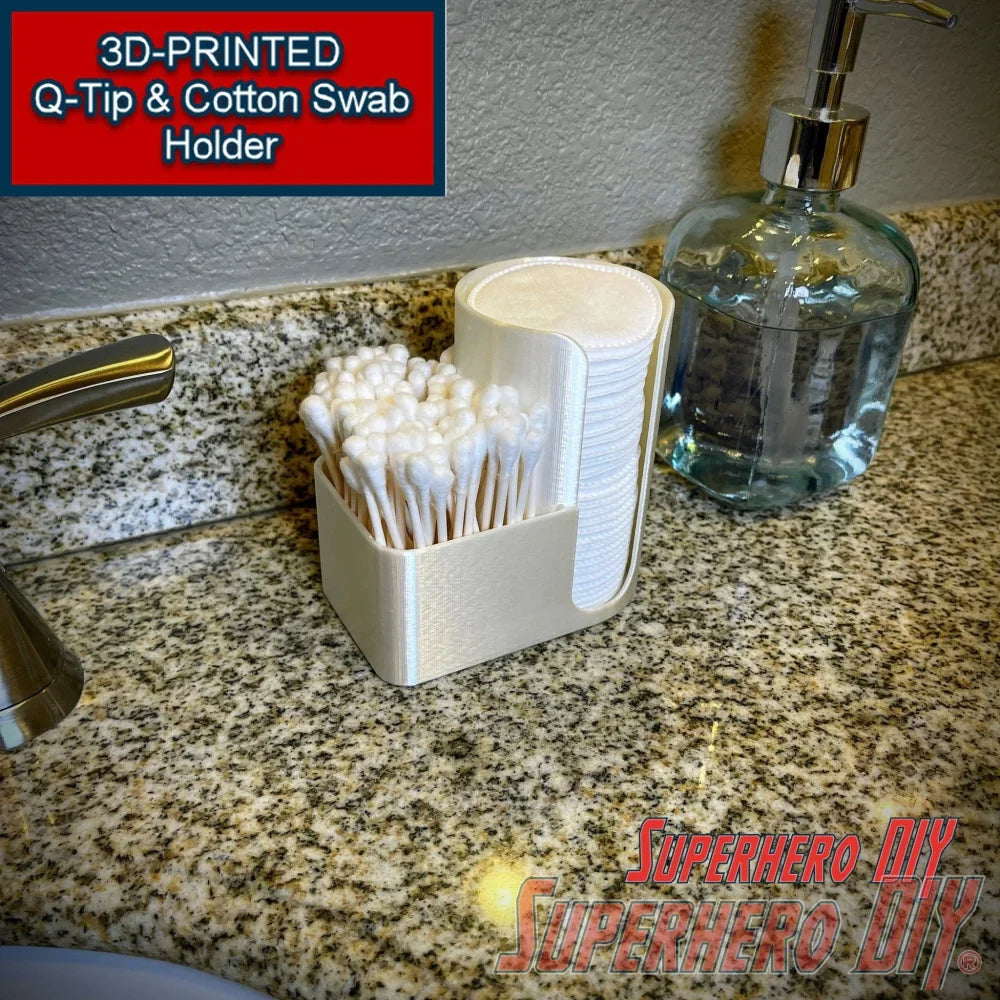Cotton Swabsticks and Cotton Swab Holder | Great make up organizer for cotton pads or q-tips | Bathroom organizer Dab tray - Superhero DIY