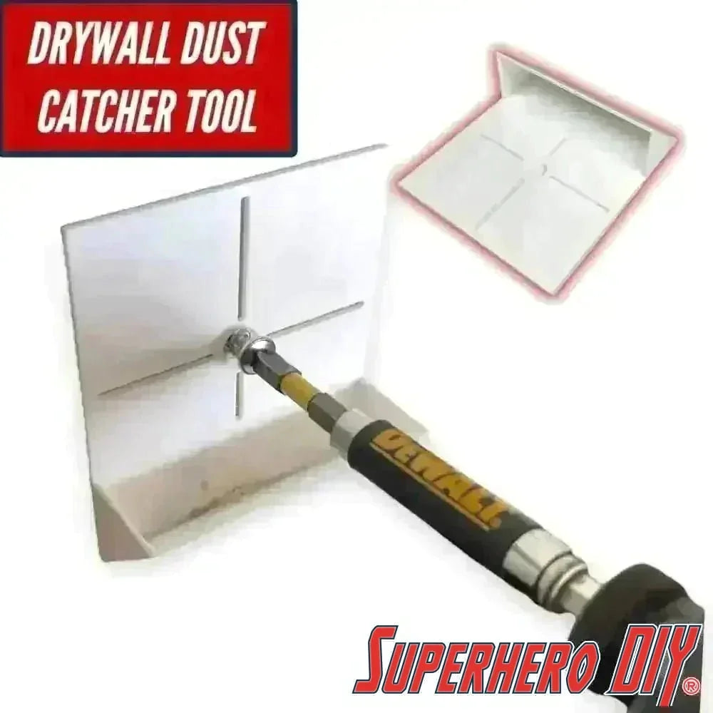 Drilling dust collector catching debris from wall while drilling, showing tool in use. Perfect for keeping floors clean during projects.