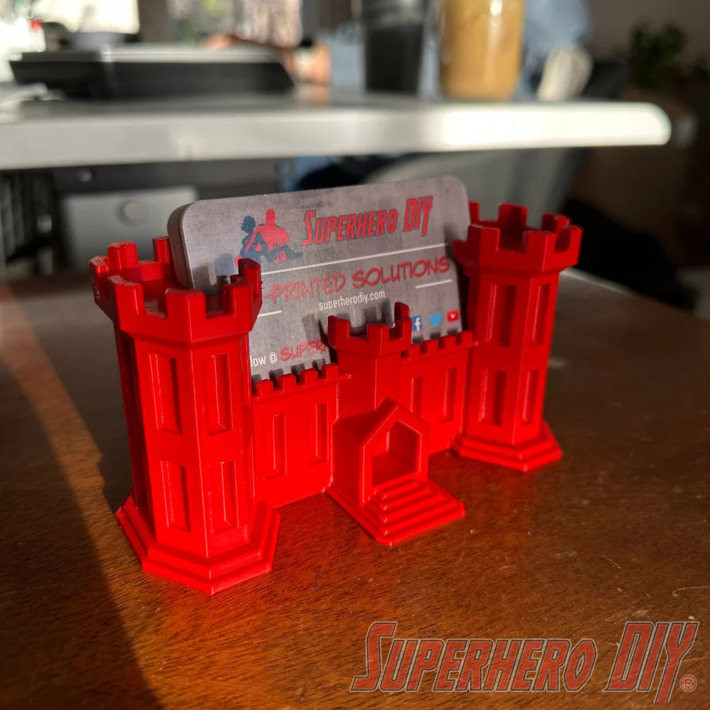 Engineer Corps castle business card holder for US Army engineers, perfect for office desks, military gifts, or professional displays