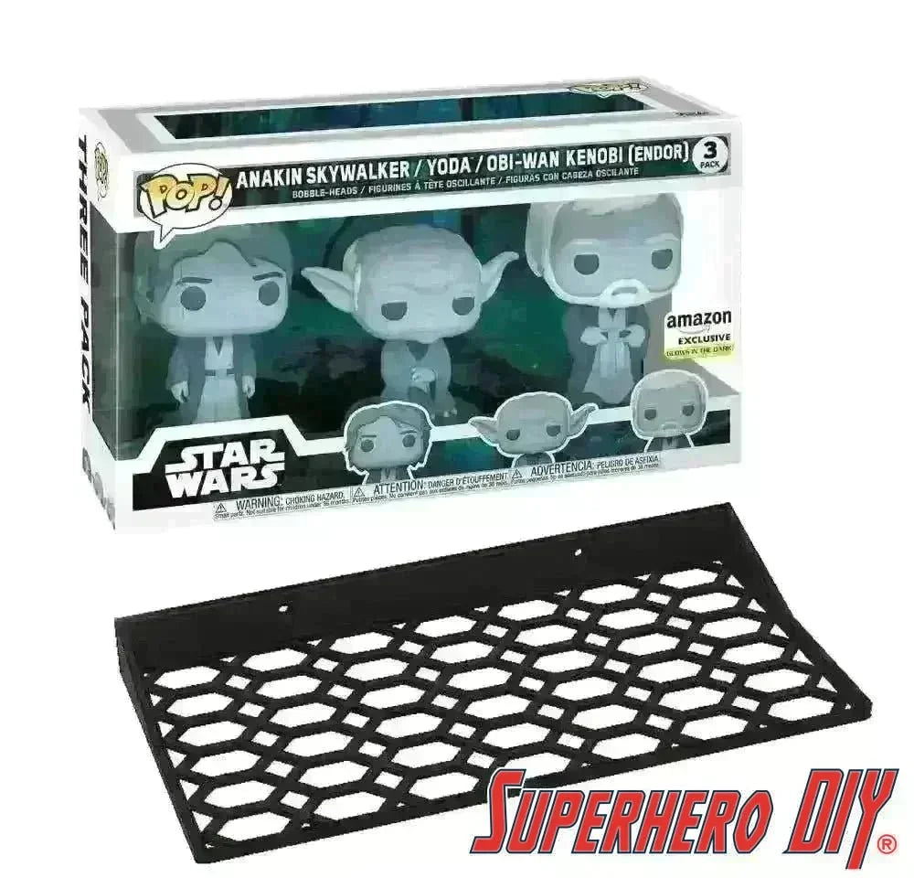 Floating Shelf for Force Ghosts 3-PACK | Funko Box Wall Mount for Amazon Star Wars Force Ghost 3 Pack fits 10.5W x 3.5D - Superhero DIY