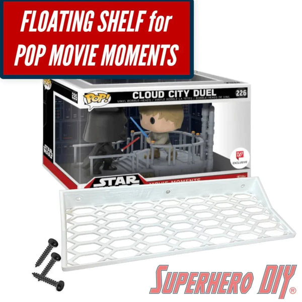 Floating Shelf for Funko Pop! Movie Moments 10W x 5.75D Movie Scene | Box Display Wall Mount | Includes mounting screws - Superhero DIY
