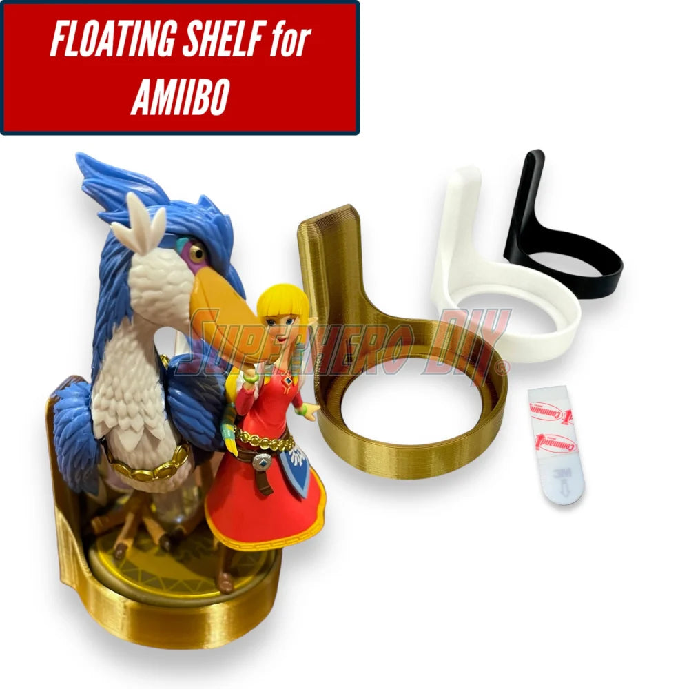 Floating Shelves for Amiibo Accessories | Comes with command strips! No Screws No Drilling | Display Shelf for Nintendo Amiibo - Superhero DIY
