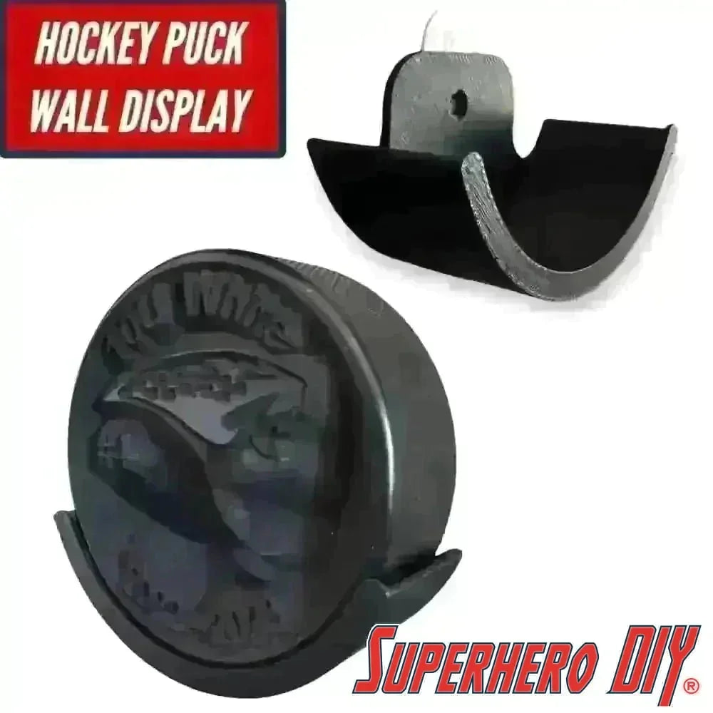 3D-printed Hockey Puck Display Case Holder Wall Mount for showcasing hockey memorabilia by Superhero DIY