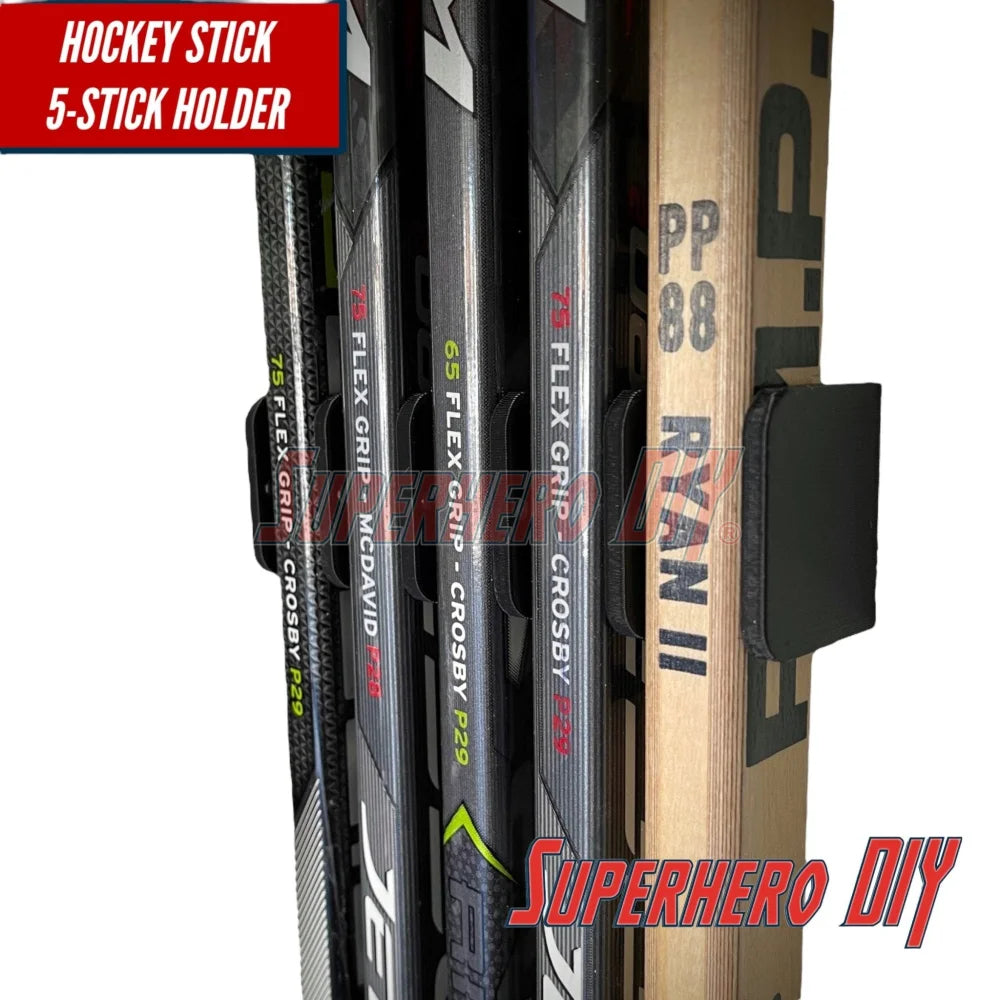 Hockey Stick Holder Wall Mount | Ice Hockey Stick Organizer | Fits all size hockey sticks | Hockey Stick Organizer holds up to 5 hockey sticks! - Superhero DIY