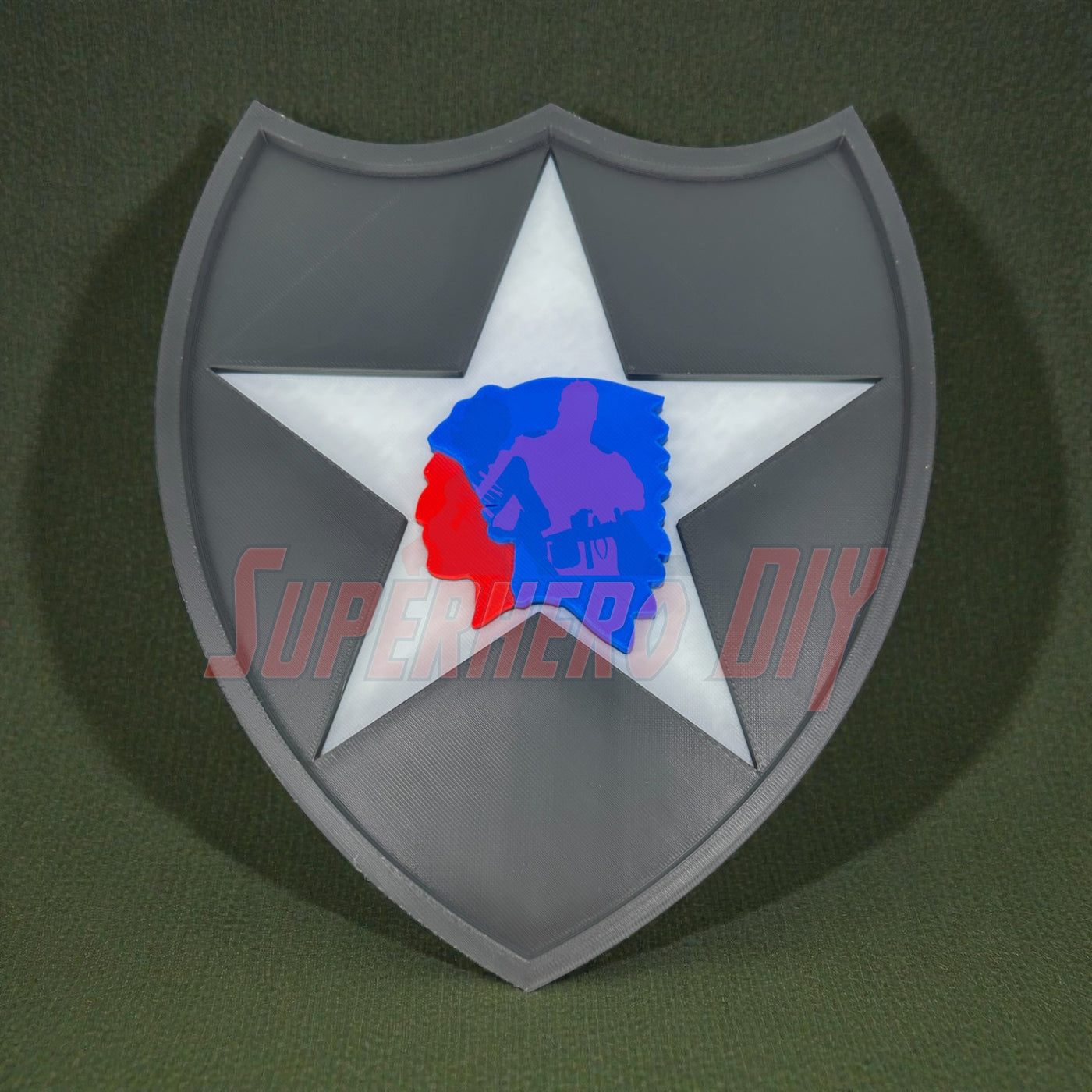 3D-printed 2nd Infantry Division display insignia patch with star and silhouette, available in multiple sizes for wall display.