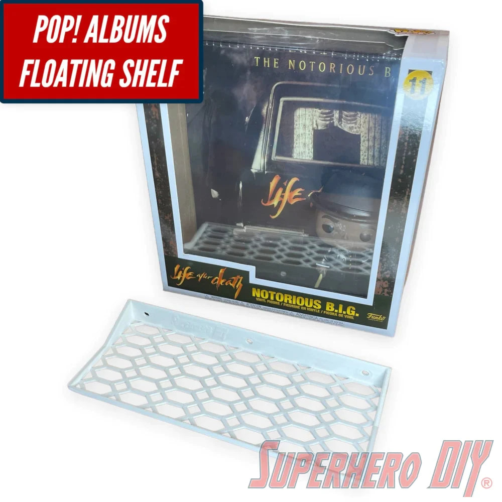 Pop! ALBUMS Floating Shelf Wall Mount | Fits 9W X 3.5D Funko Pop Albums Box | Includes mounting screws - Superhero DIY