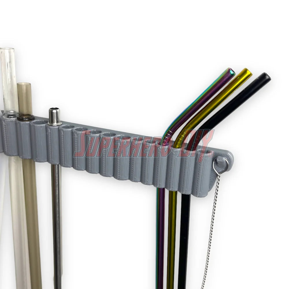 Reusable Straw Organizer | 3D-printed Straw Holder with command strips for easy mounting | Great for water bottle straws or metal straws - Superhero DIY