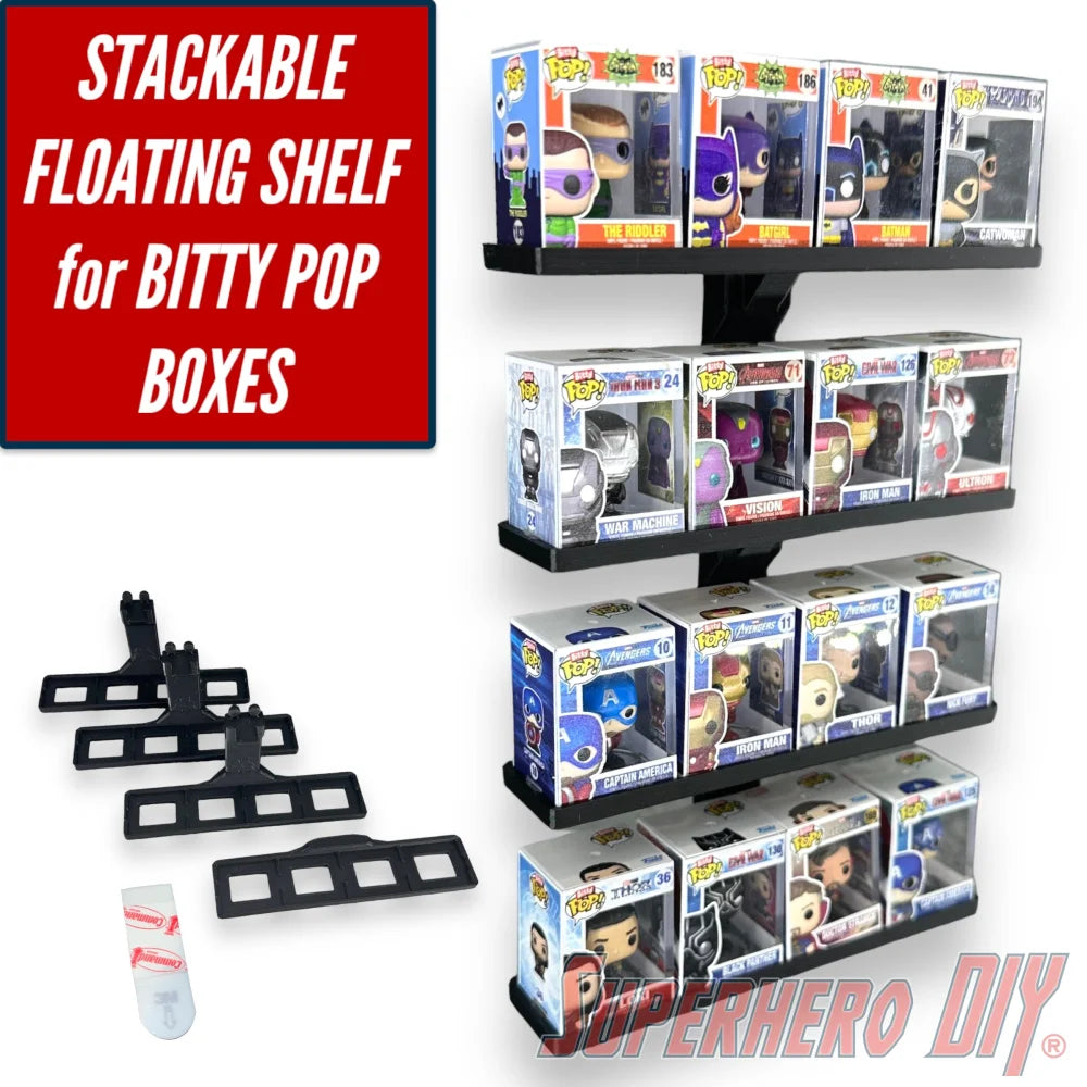 STACKABLE Floating Shelf for Bitty Pop Box Sets - Superhero DIY