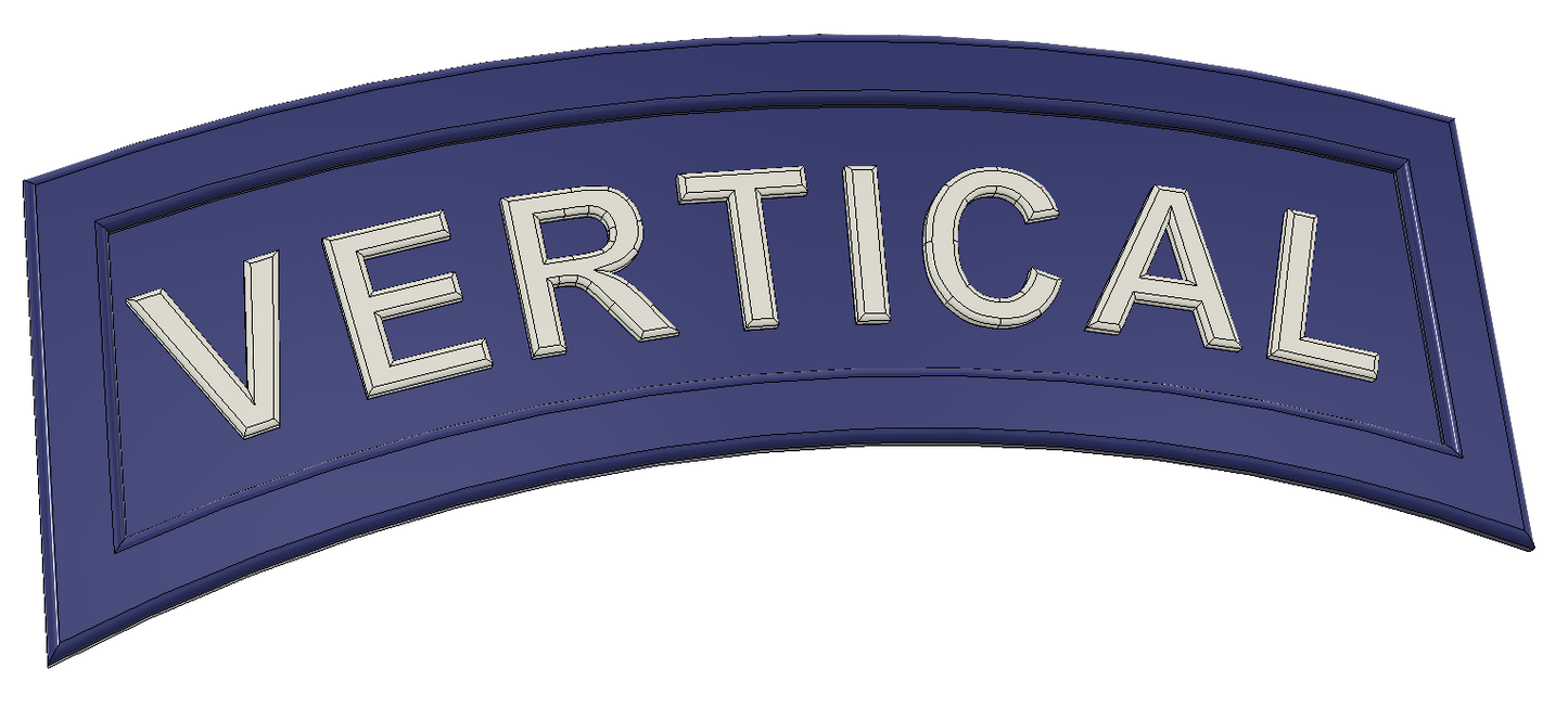 3D vertical construction engineer tab featuring a blue arch with the word 'VERTICAL' in bold letters.