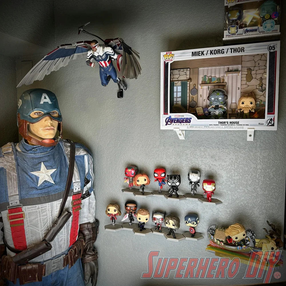 Team Shelves for Captain America: Civil War Build-a-Scene Funko Pop Set | Team Iron Man or Team Cap - Superhero DIY