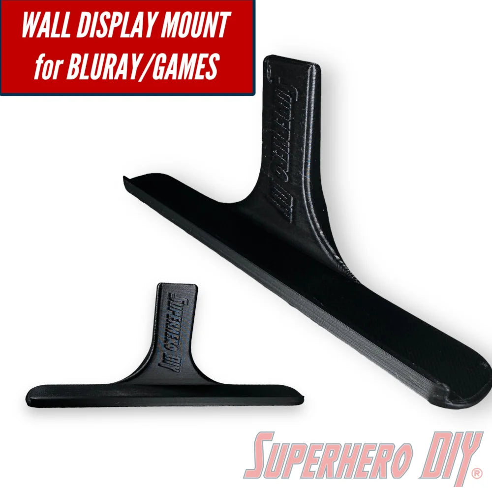 Floating shelf for movies or video games with command strip for Blu-ray or game display.