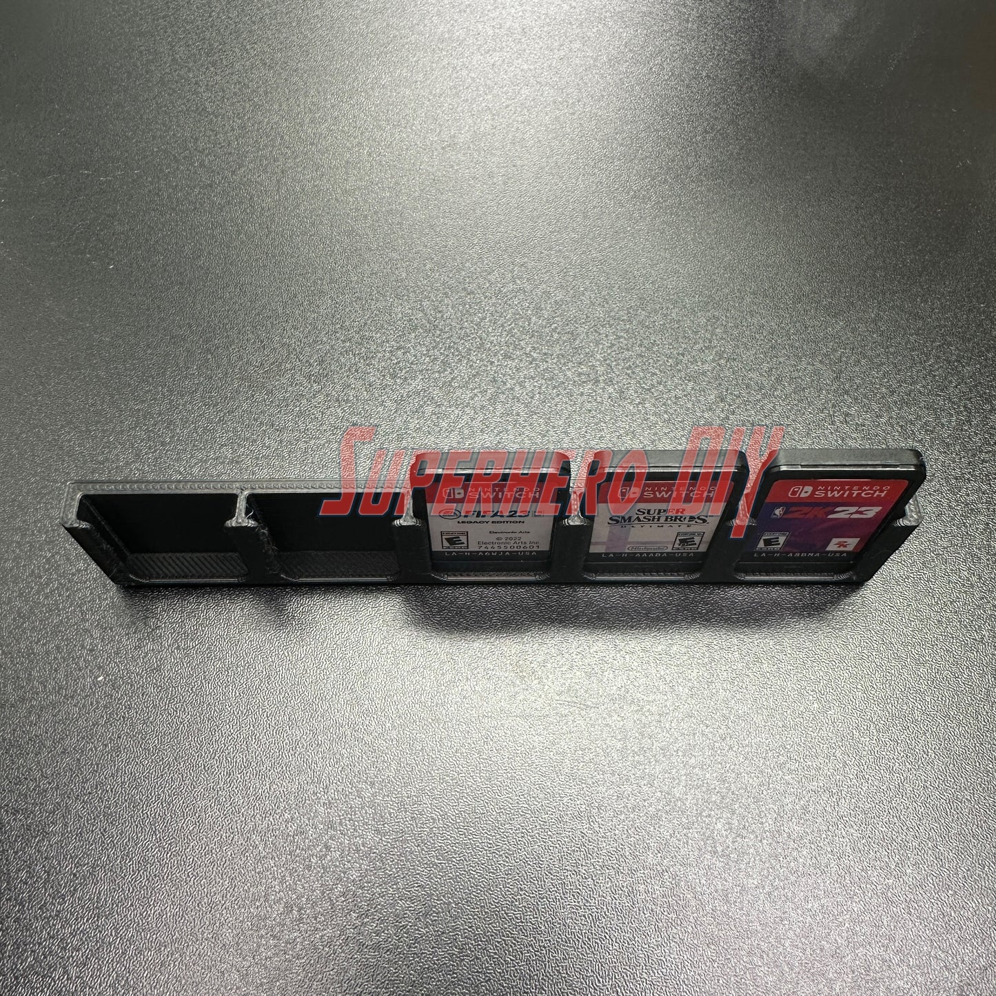 Game Cartridge Holder for Nintendo Switch – 5 or 10 Slot Display Rack showcasing game slots with cartridges.