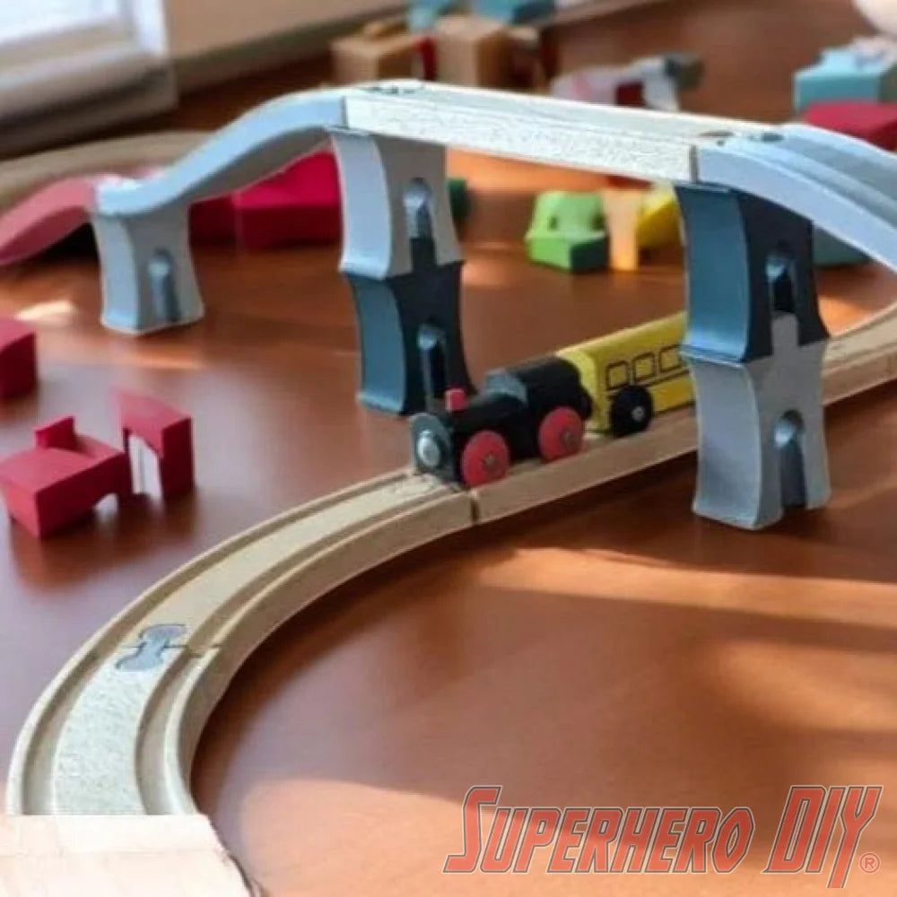 Bridge Pillar Stackable compatible with IKEA or BRIO Wooden Train Track by Superhero DIY