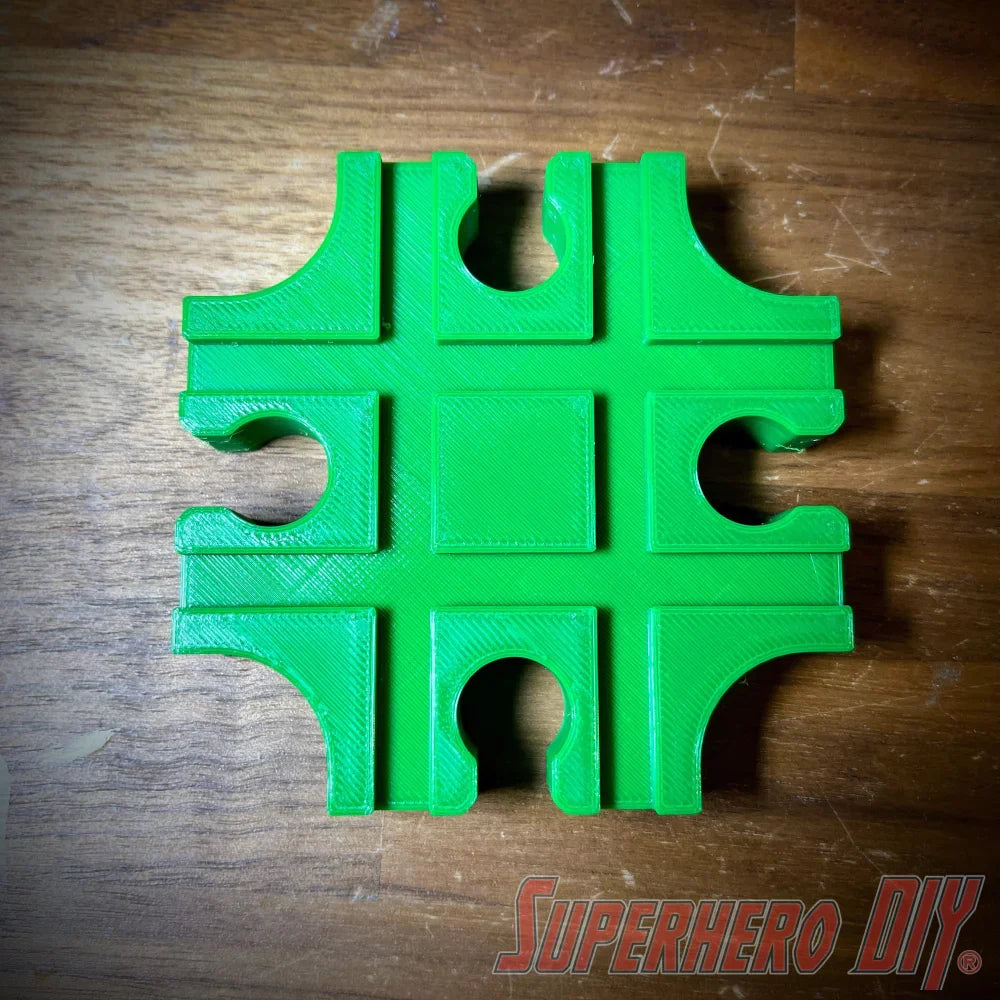 Cross Junction Track piece compatible with Brio or Thomas Wooden Train Track | 3D-printed enhancement for Wooden Train Set - Superhero DIY