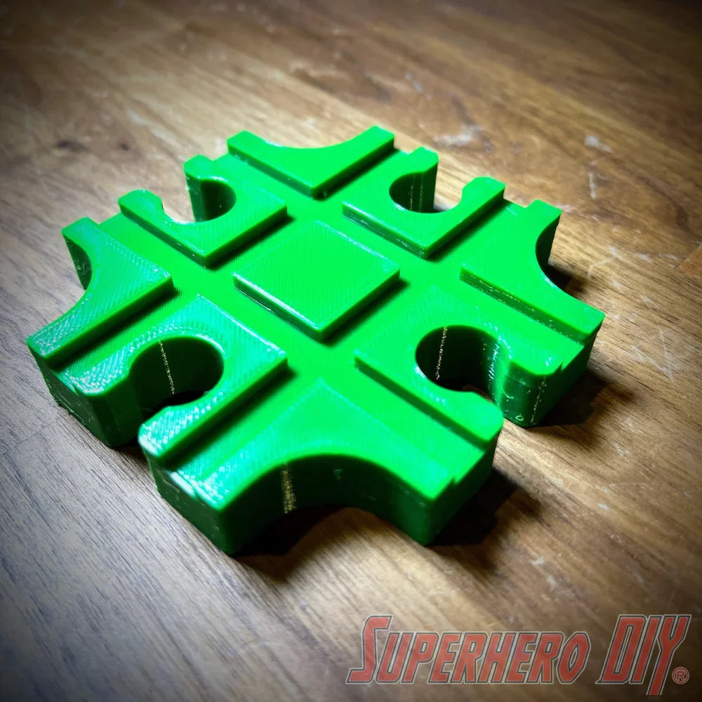 Cross Junction Track piece compatible with Brio or Thomas Wooden Train Track | 3D-printed enhancement for Wooden Train Set - Superhero DIY