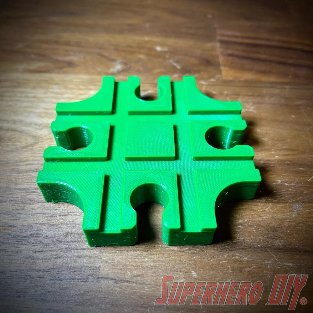 Cross Junction Track piece compatible with Brio or Thomas Wooden Train Track | 3D-printed enhancement for Wooden Train Set - Superhero DIY