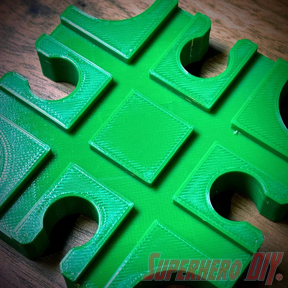 Cross Junction Track piece compatible with Brio or Thomas Wooden Train Track | 3D-printed enhancement for Wooden Train Set - Superhero DIY