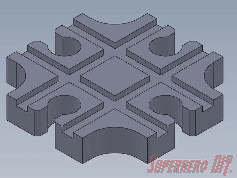 Cross Junction Track piece compatible with Brio or Thomas Wooden Train Track | 3D-printed enhancement for Wooden Train Set - Superhero DIY