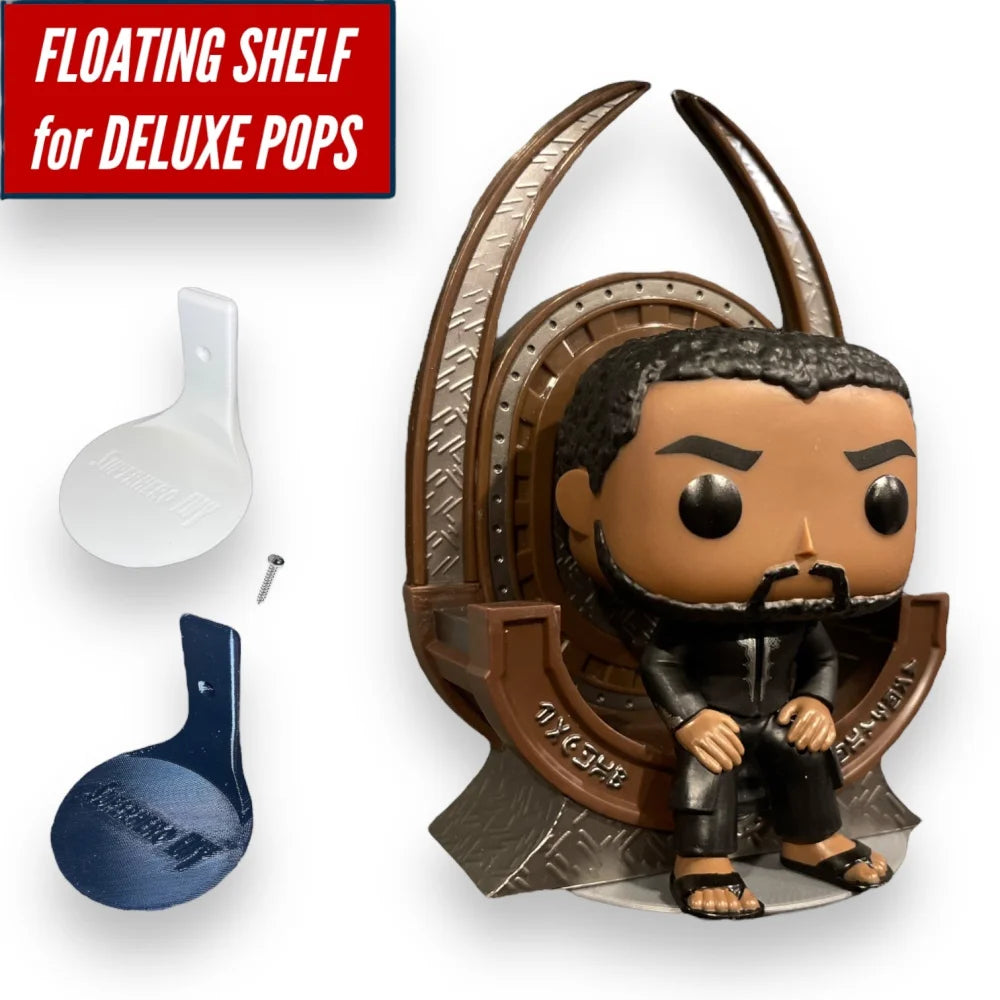 DELUXE size Floating Figure Shelves for POP! DELUXE Vinyl figures | Wall Stand Display Shelves for LARGE pops 6-inch or Deluxe - Superhero DIY