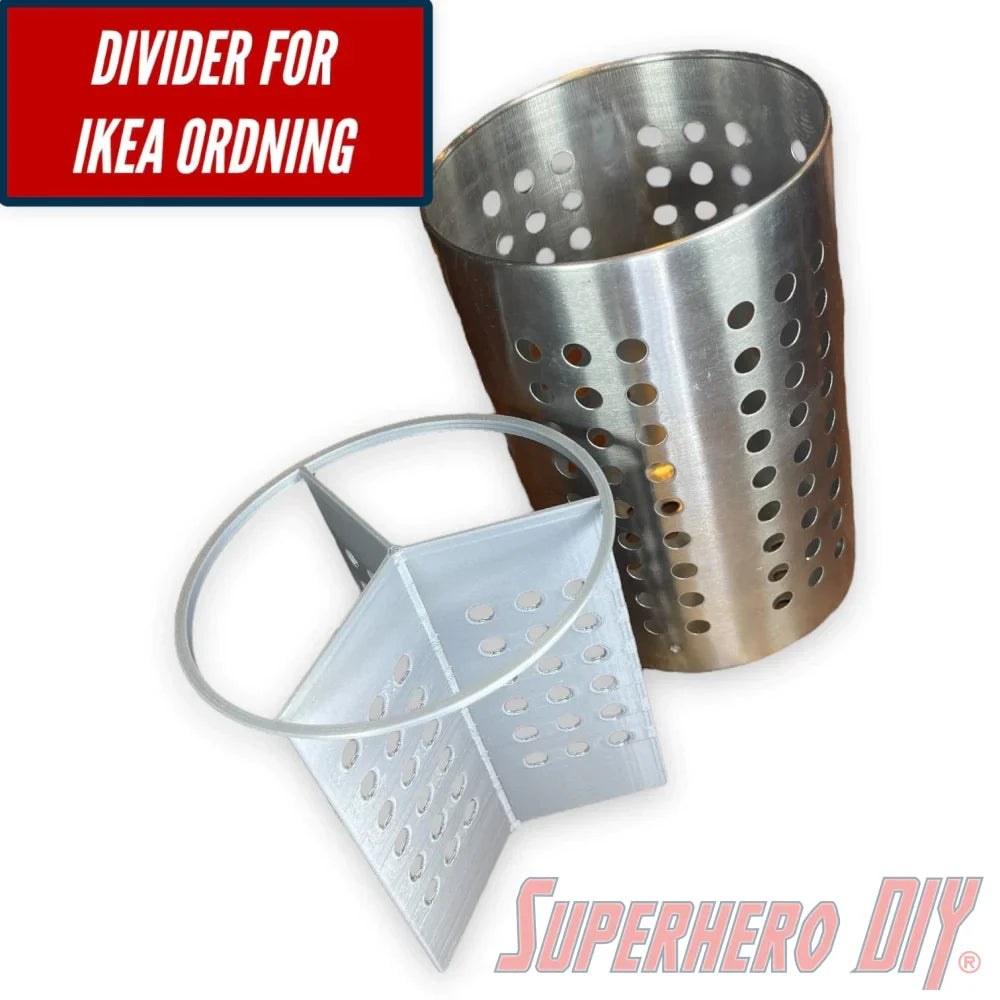 Divider for IKEA ORDNING Utensil Holder | Fits both short and tall Metal Utensil Holders - Superhero DIY