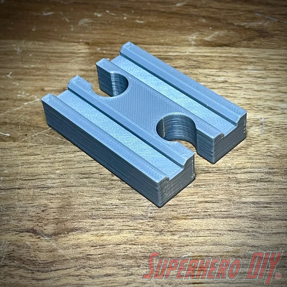 Female to Female Train Track Connector Piece compatible with Brio or Thomas Wooden Train Track | 3D-printed enhancement for Wooden Train Set - Superhero DIY