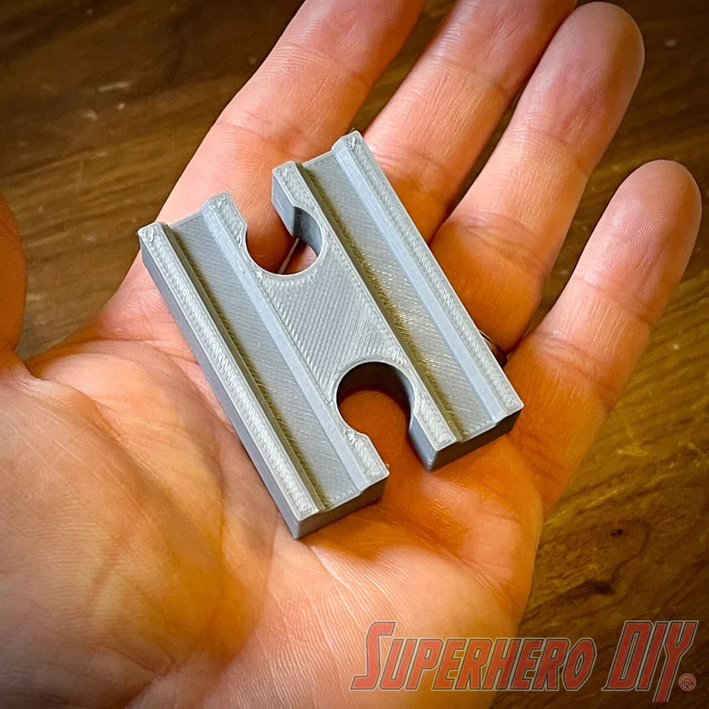 Female to Female Train Track Connector Piece compatible with Brio or Thomas Wooden Train Track | 3D-printed enhancement for Wooden Train Set - Superhero DIY
