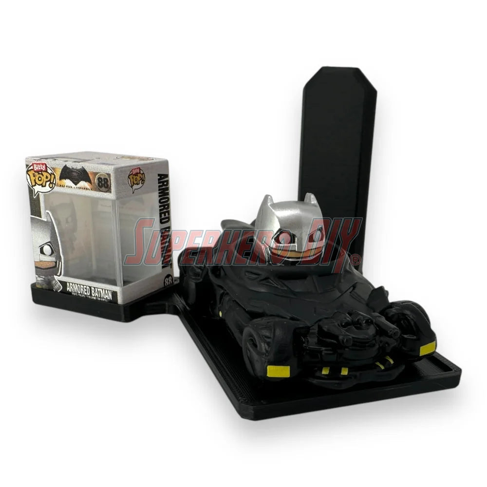 Floating wall shelf display for Bitty Pop Rides sets, fits vehicle-style Funko Bitty Pop figures with matching box