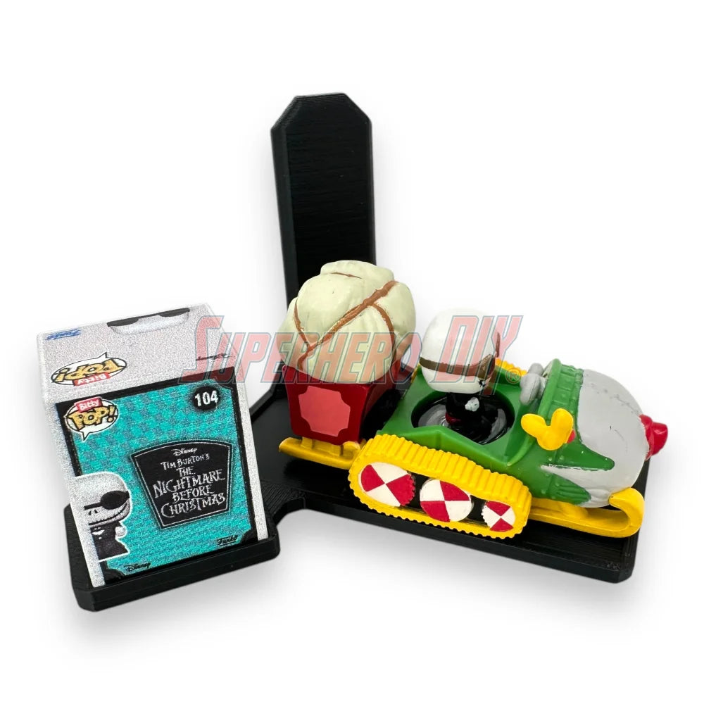Floating wall shelf display for Bitty Pop Rides sets, fits vehicle-style Funko Bitty Pop figures with matching box