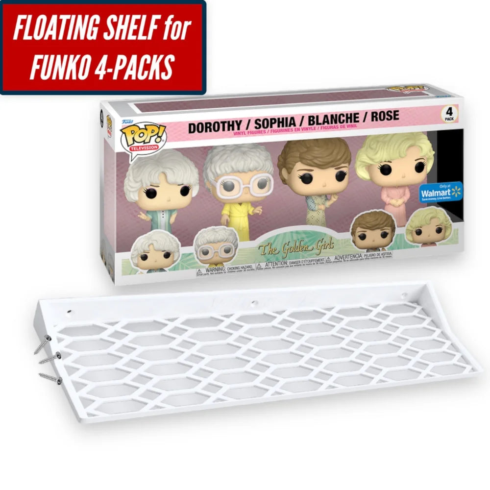 Floating Shelf for Funko Pop 4-PACK | Pop Shelf for Smaller 4 Pack fits 13.5W x 3.5D | Includes mounting hardware - Superhero DIY