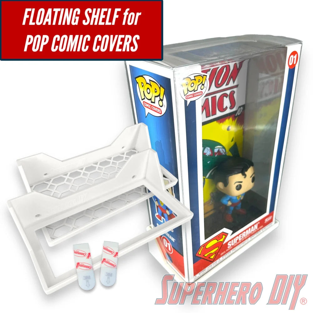 Floating Shelf for Funko Pop! Comic Covers | Wall Mount Display | Pop Box Wall Mount | Includes mounting screws - Superhero DIY