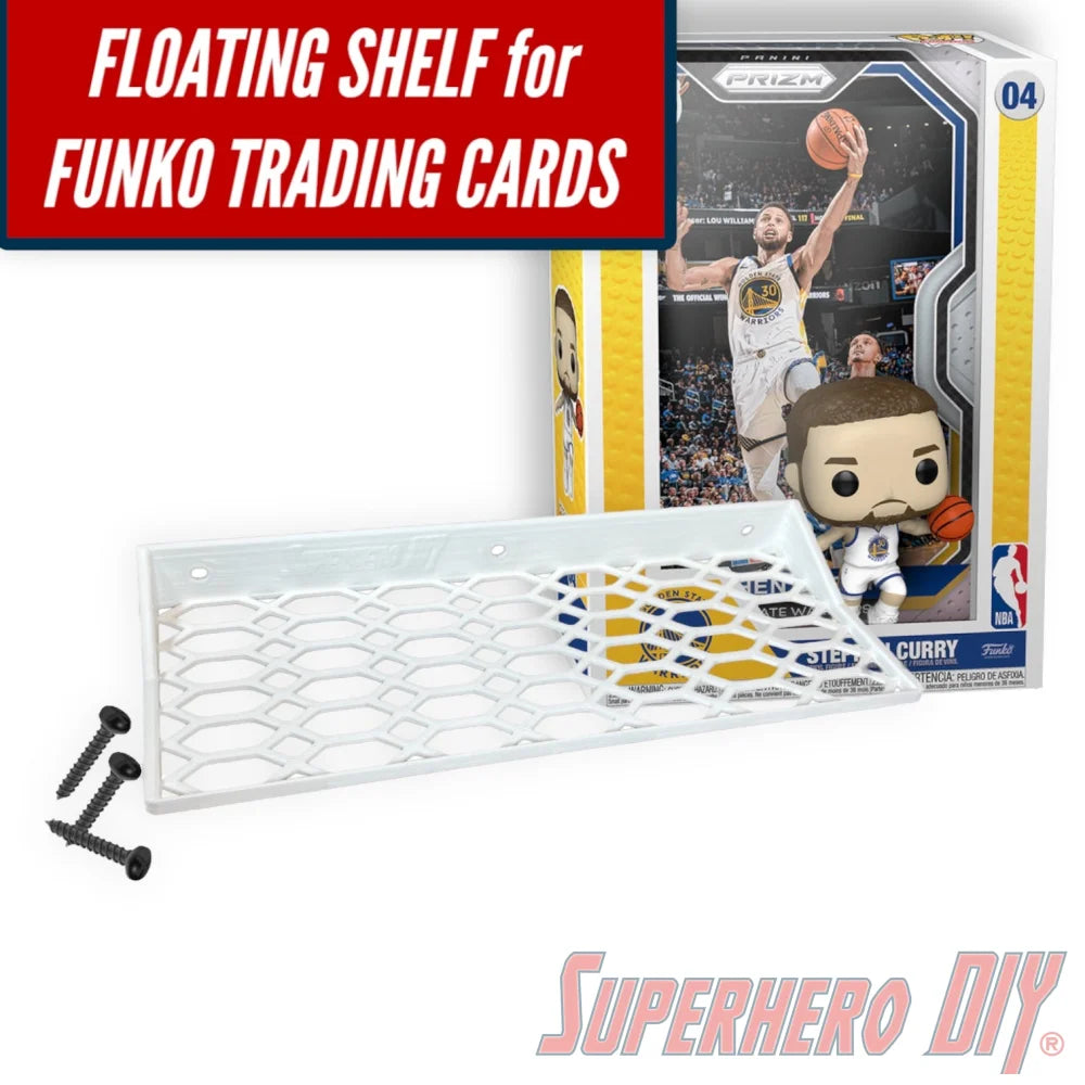 Floating Shelf for Funko Pop! TRADING CARDS | Box Wall Mount Display Shelf | Includes mounting screws - Superhero DIY
