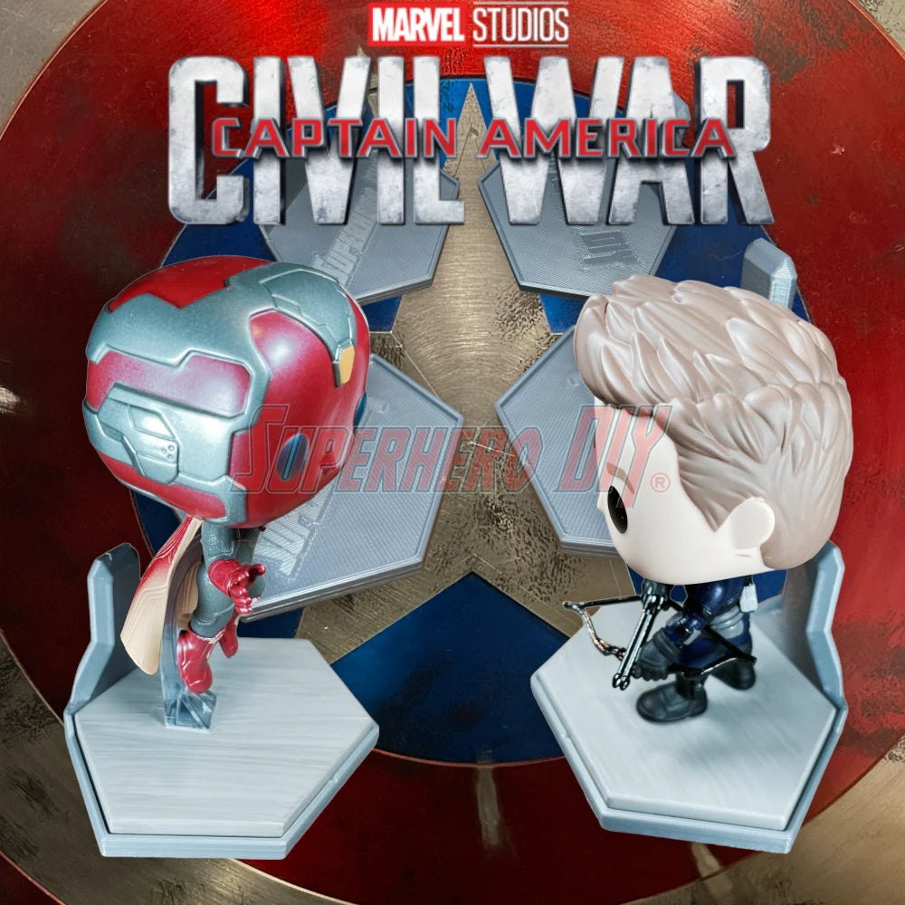 Floating Shelves for Captain America: Civil War Build a Scene set | Hex design fits Captain America: Civil War Funko Pop bases | Comes with Command strips! - Superhero DIY
