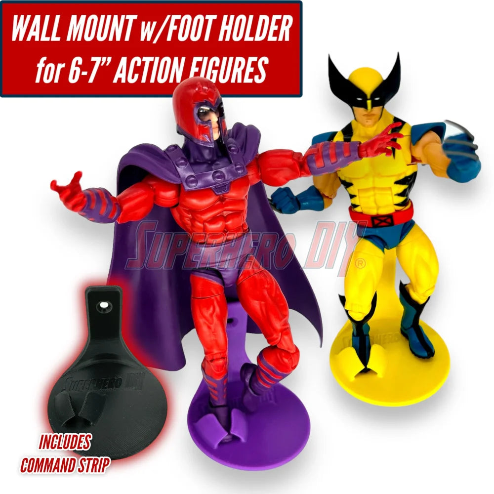 Foot Stand Wall Mounts for 6 inch or 7 inch action figures, display stand fits McFarlane, Marvel Legends 1:12 scale - Superhero DIY