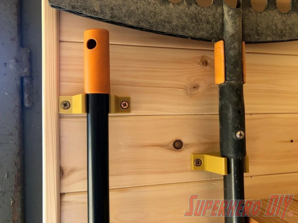 Garden Tool Wall Mount Yard Tool Holders for Fiskar Shovels, Rakes, etc. | 3D-printed storage solutions - Superhero DIY